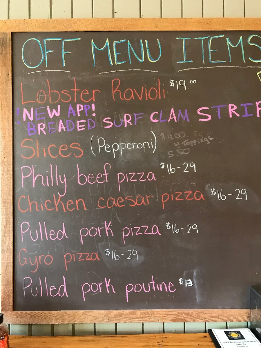 Menu, Theos Pizzeria