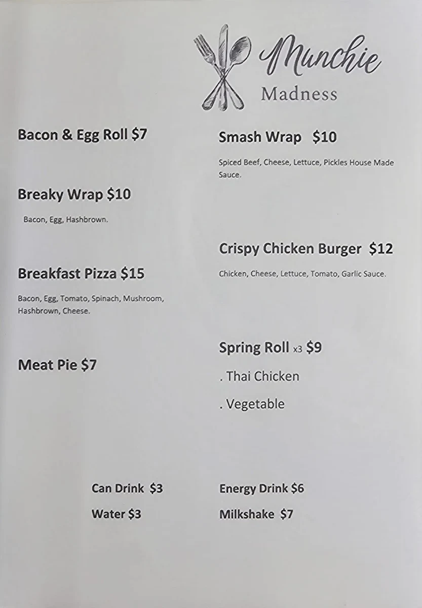 Menu, Munchie Madness