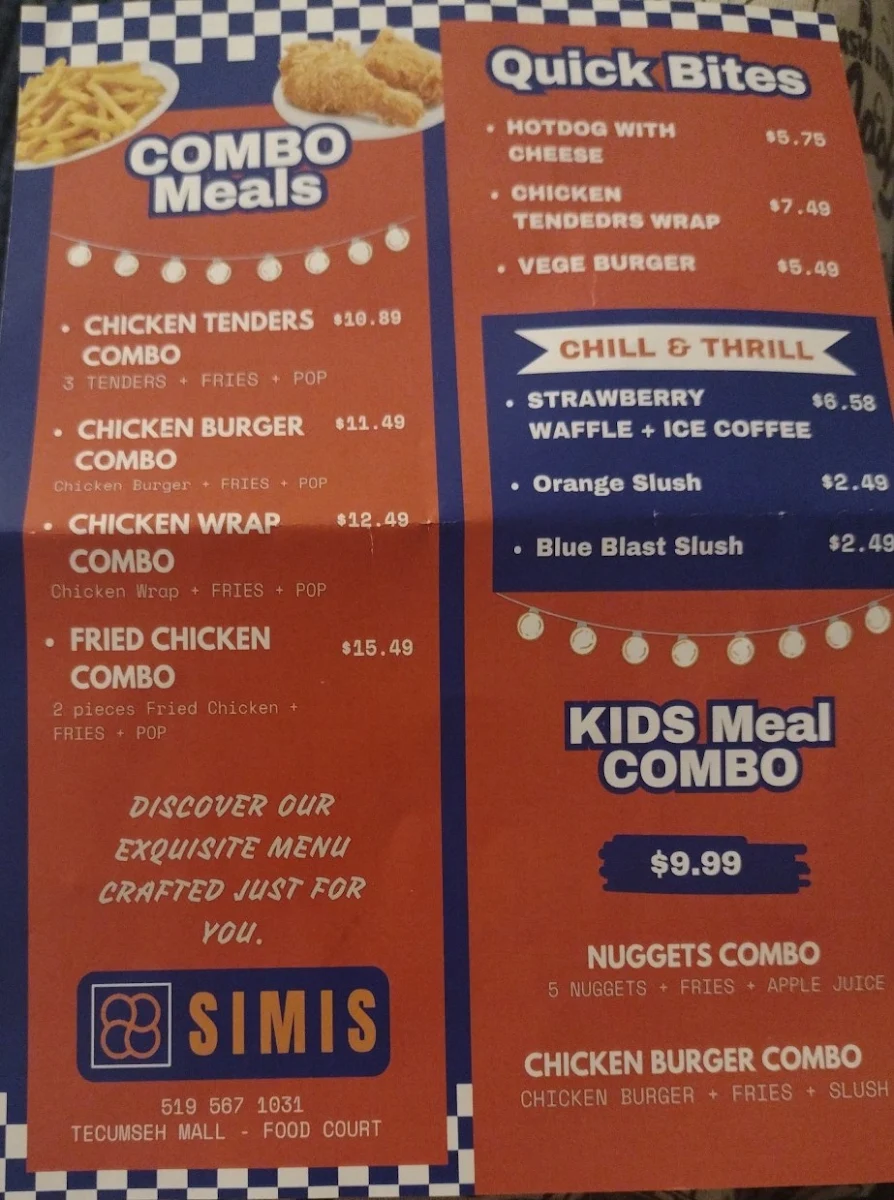 Menu, SIMIS