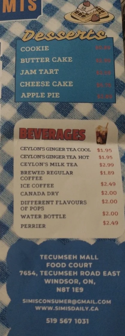 Menu, SIMIS