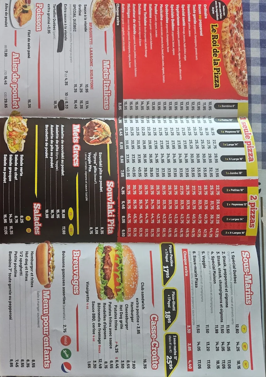 Menu, Kirks burgers