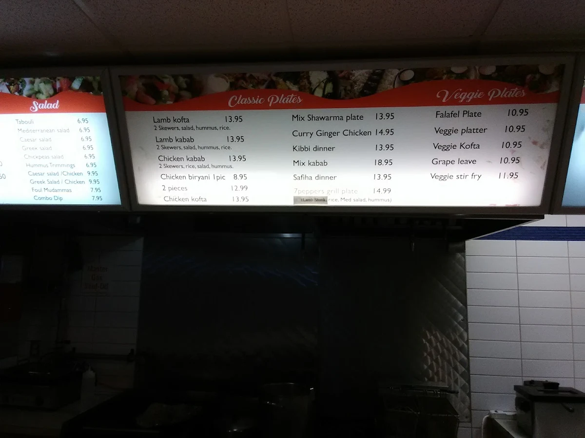 Menu, 7 peppers grill