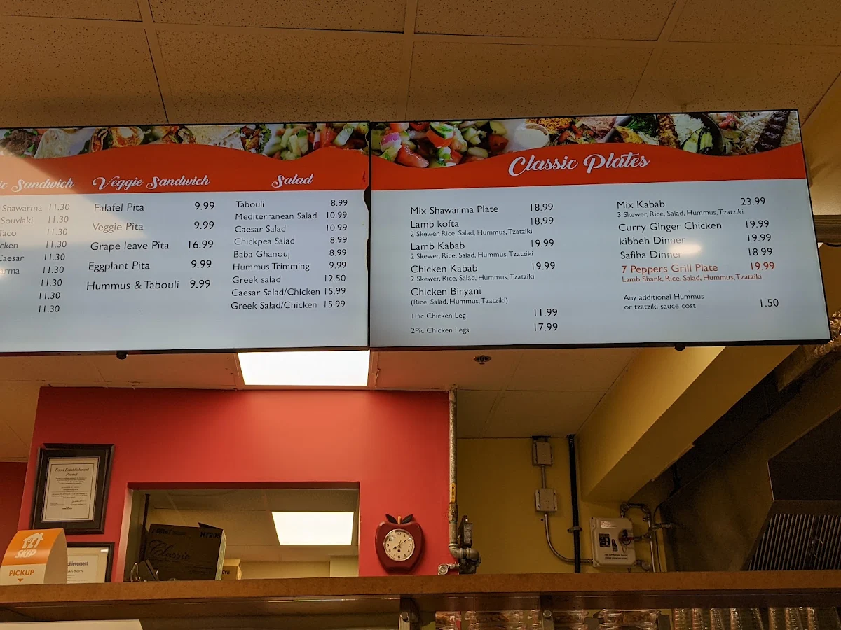 Menu, 7 peppers grill