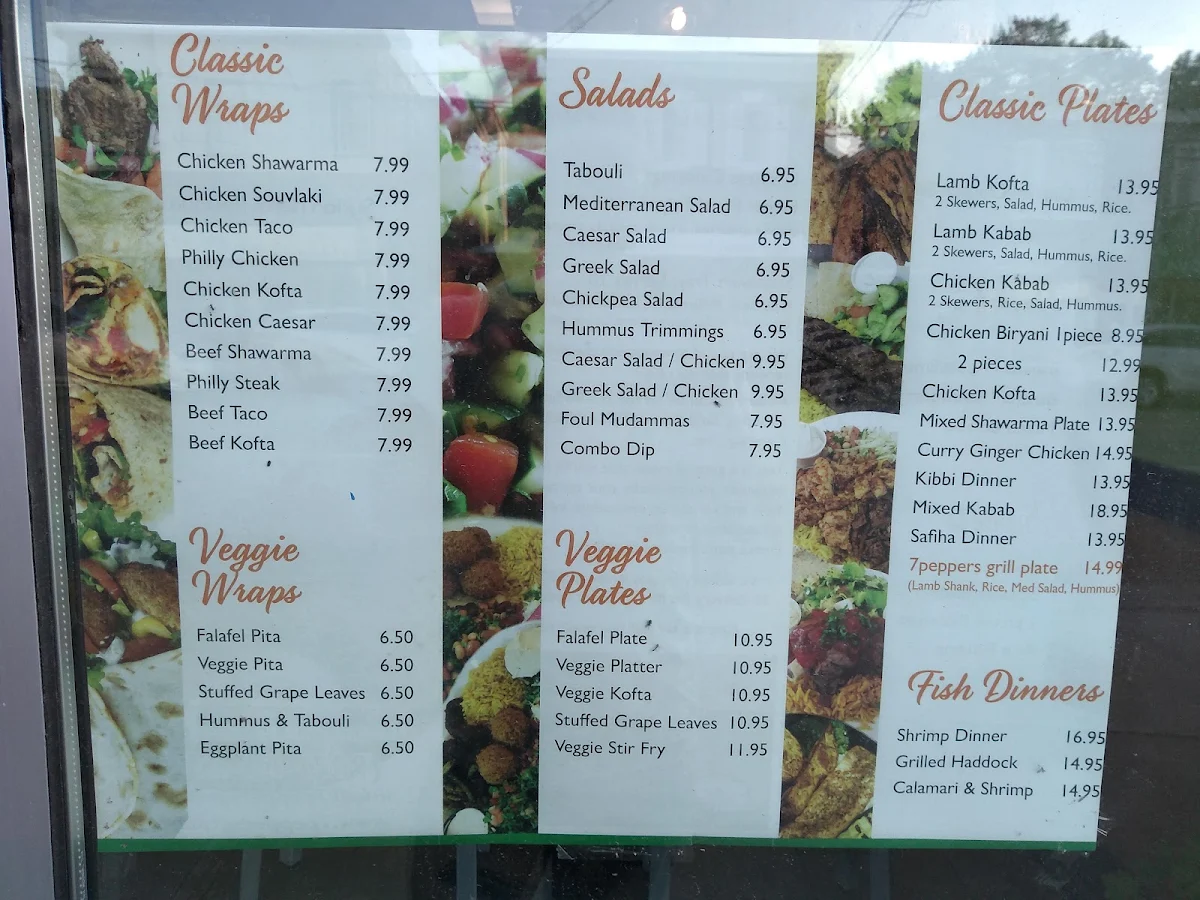 Menu, 7 peppers grill