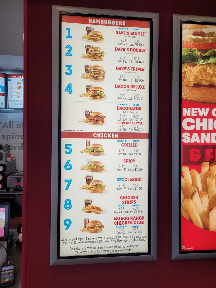Menu, Wendy's