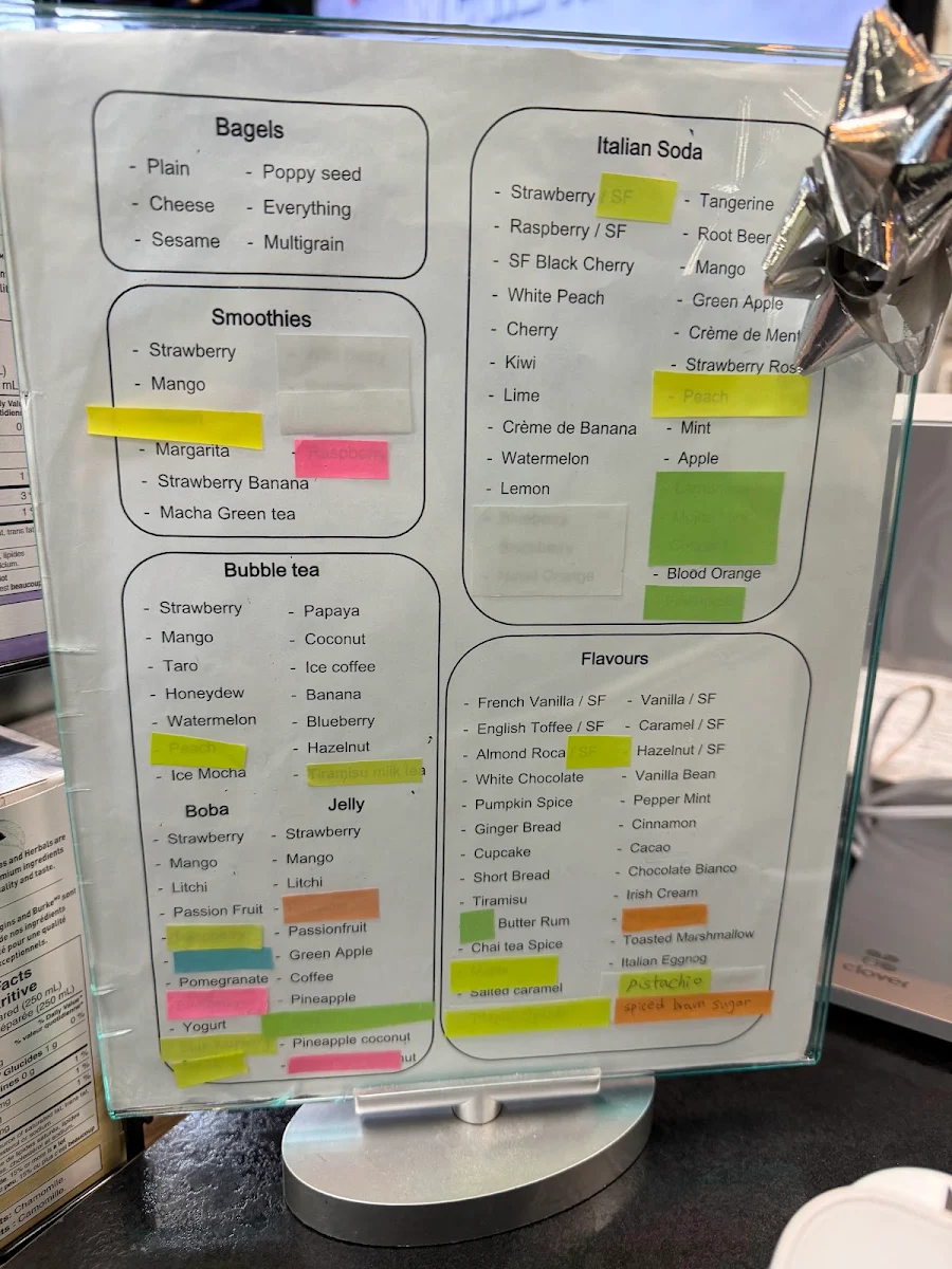 Menu, Javaroma Gourmet Coffee & Tea