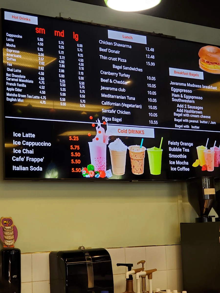 Menu, Javaroma Gourmet Coffee & Tea