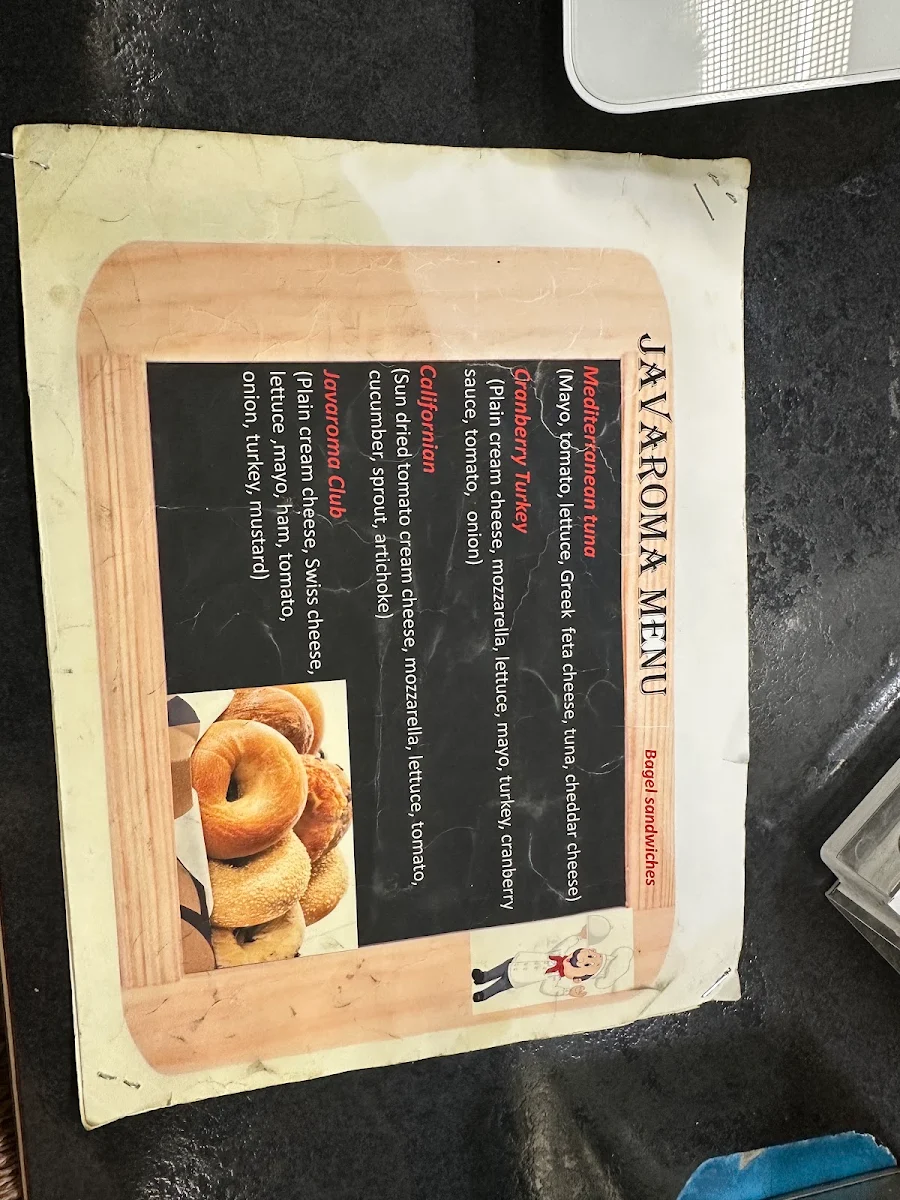 Menu, Javaroma Gourmet Coffee & Tea