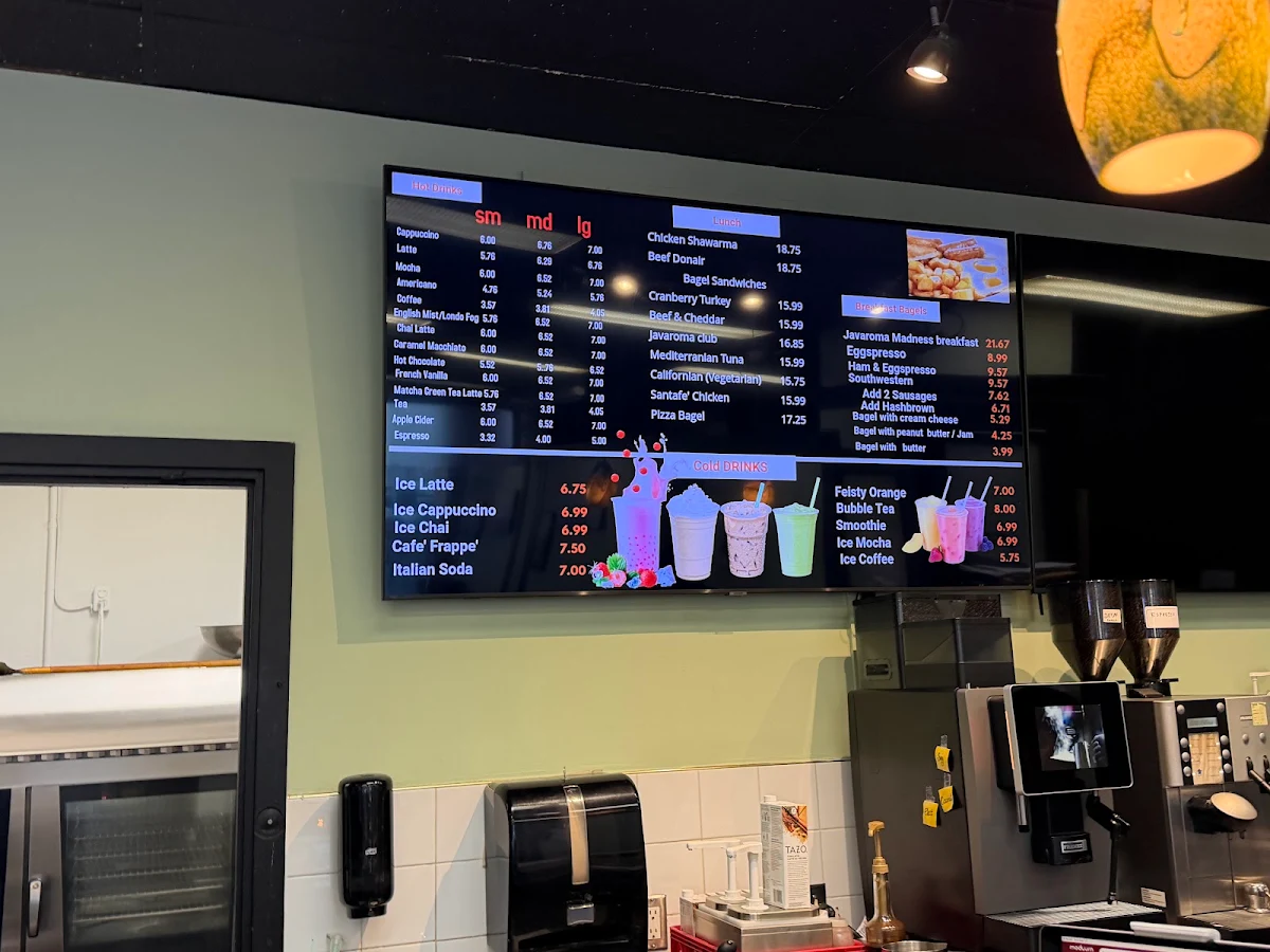 Menu, Javaroma Gourmet Coffee & Tea