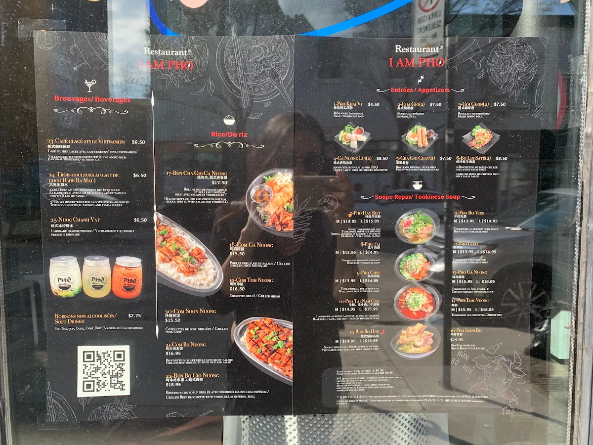 Menu, Restaurant I AM PHO (Saint-Laurent)