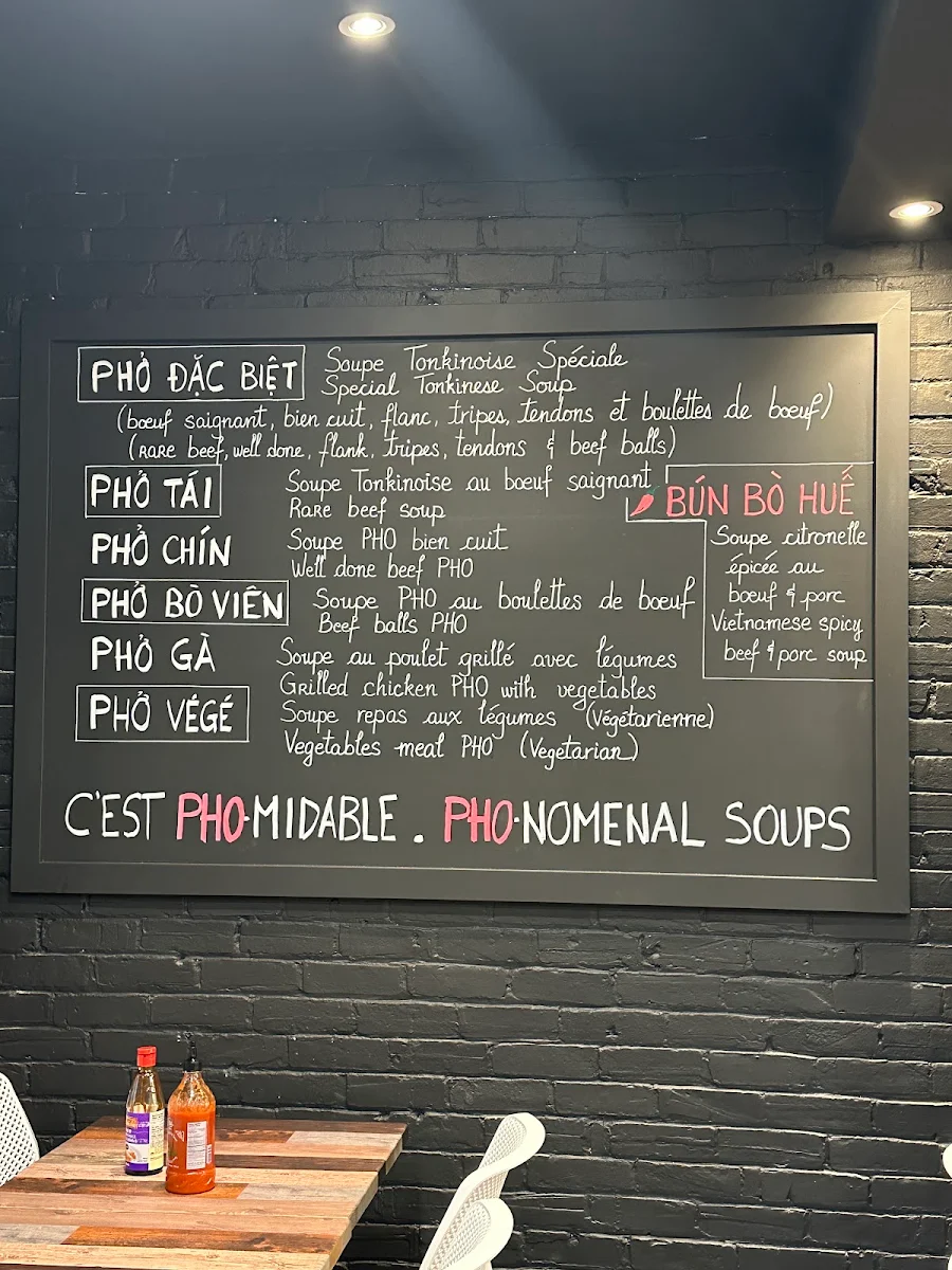 Menu, Restaurant I AM PHO (Saint-Laurent)