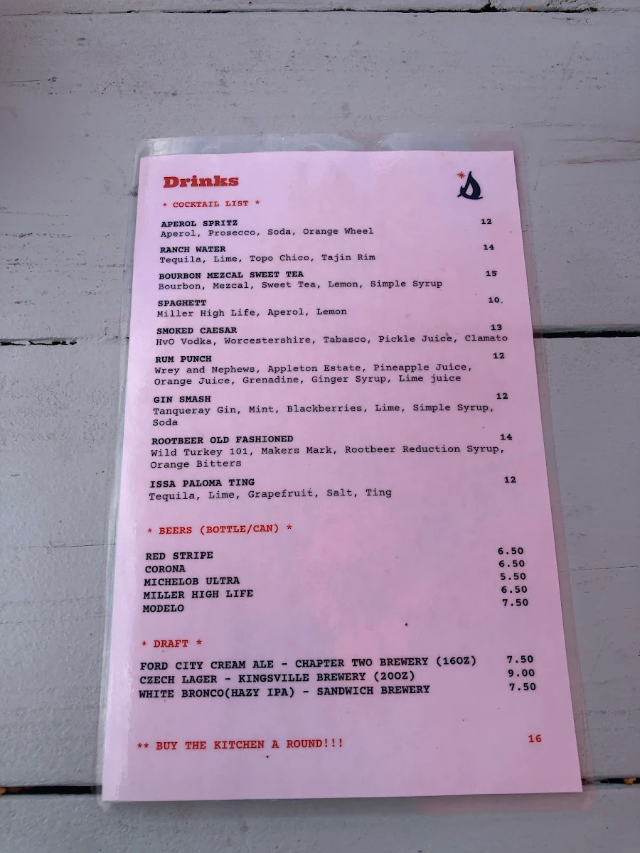 Menu, Sawyer's Craft BBQ