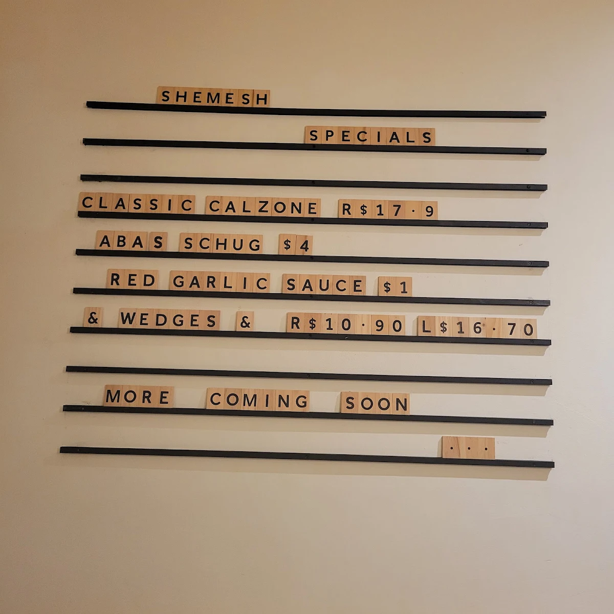 Menu, Shemesh Vegetarian Pizza Bar & More