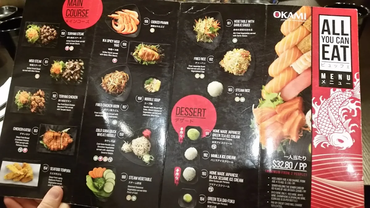 Menu, Okami Japanese Restaurant
