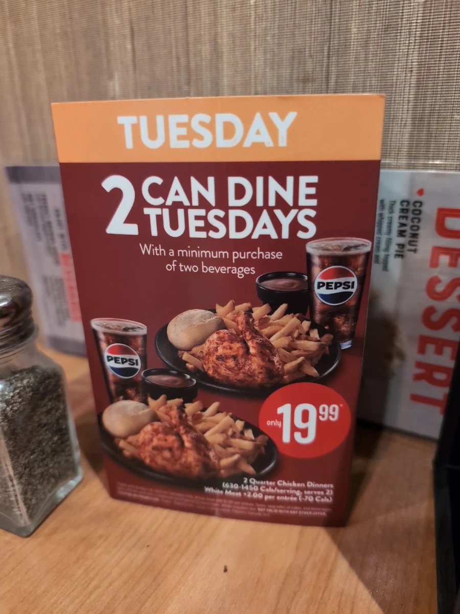 Menu, Swiss Chalet