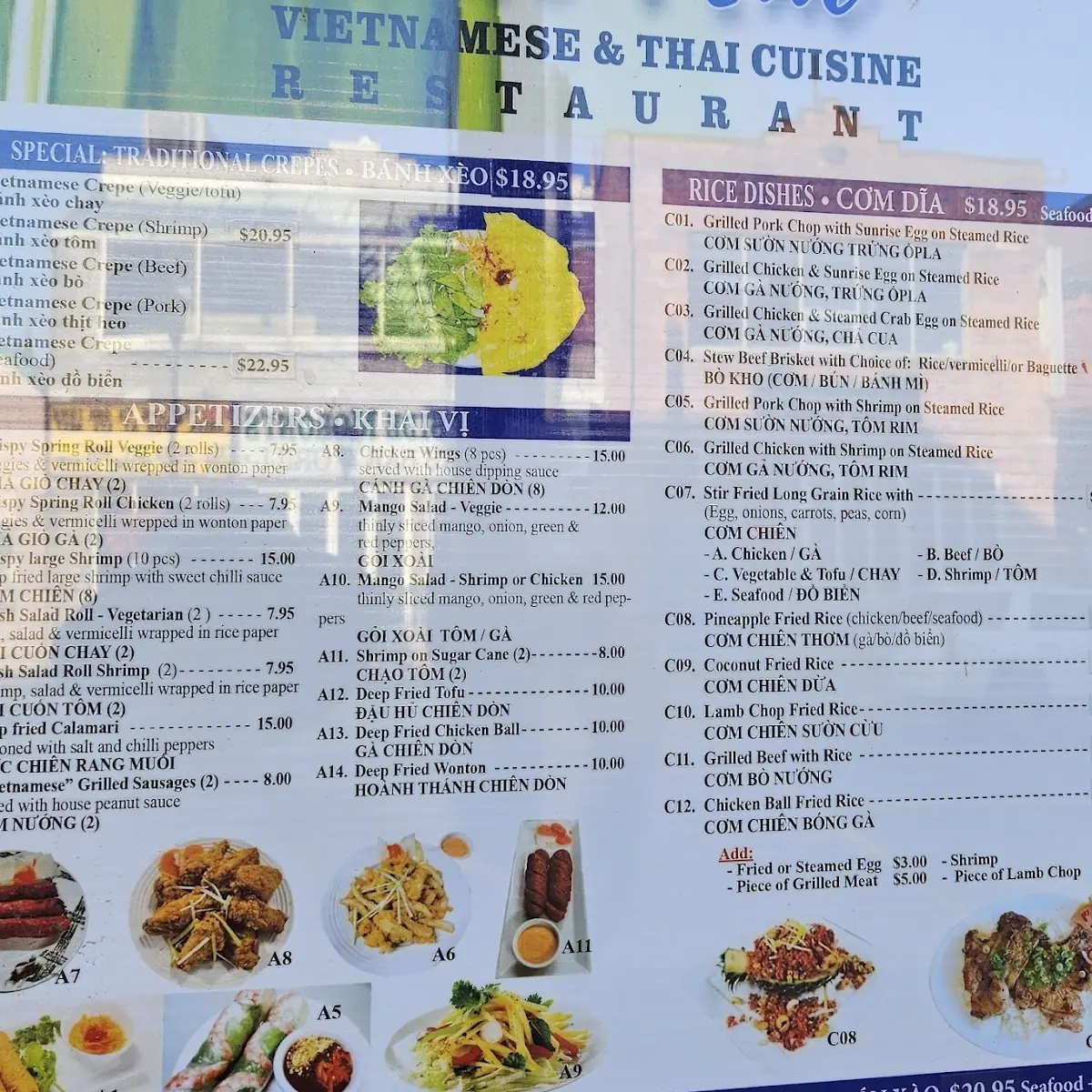 Menu, Pho Hut