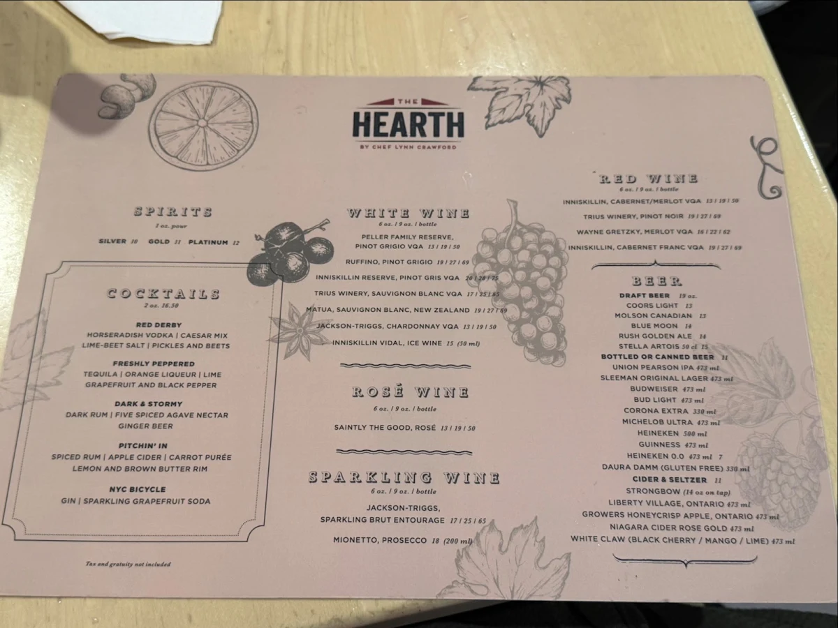Menu, The Hearth