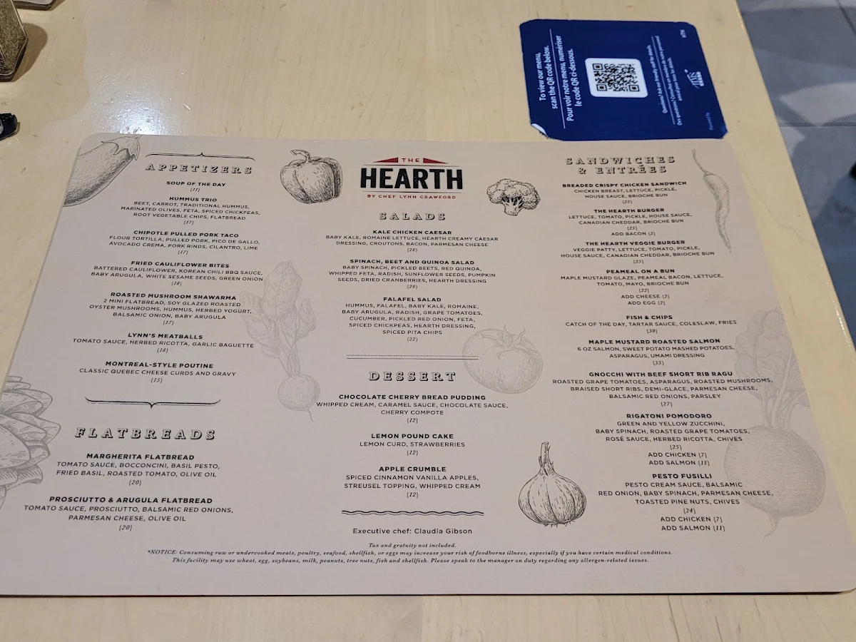 Menu, The Hearth