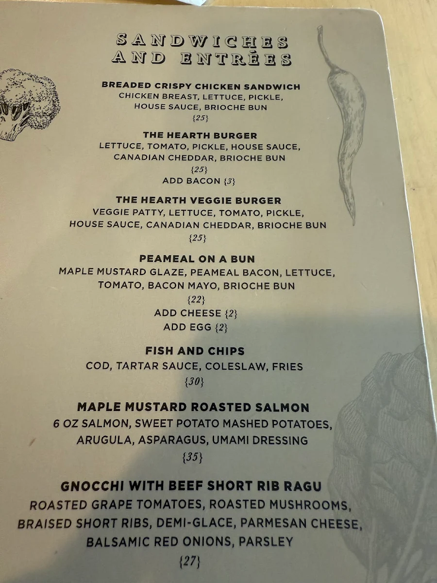 Menu, The Hearth