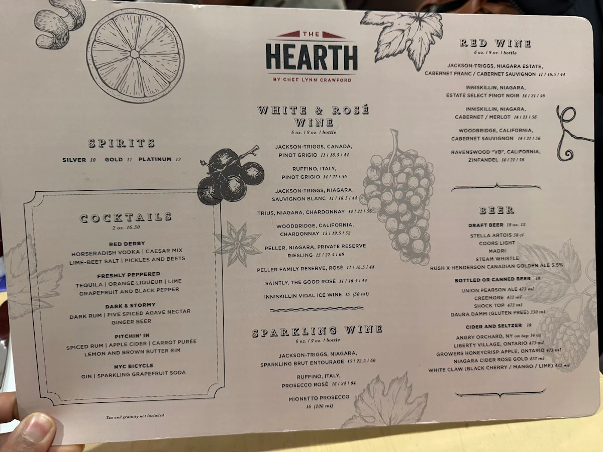 Menu, The Hearth