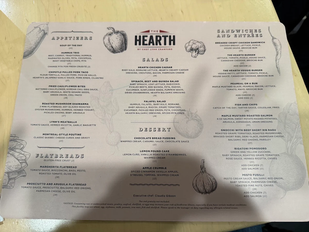 Menu, The Hearth