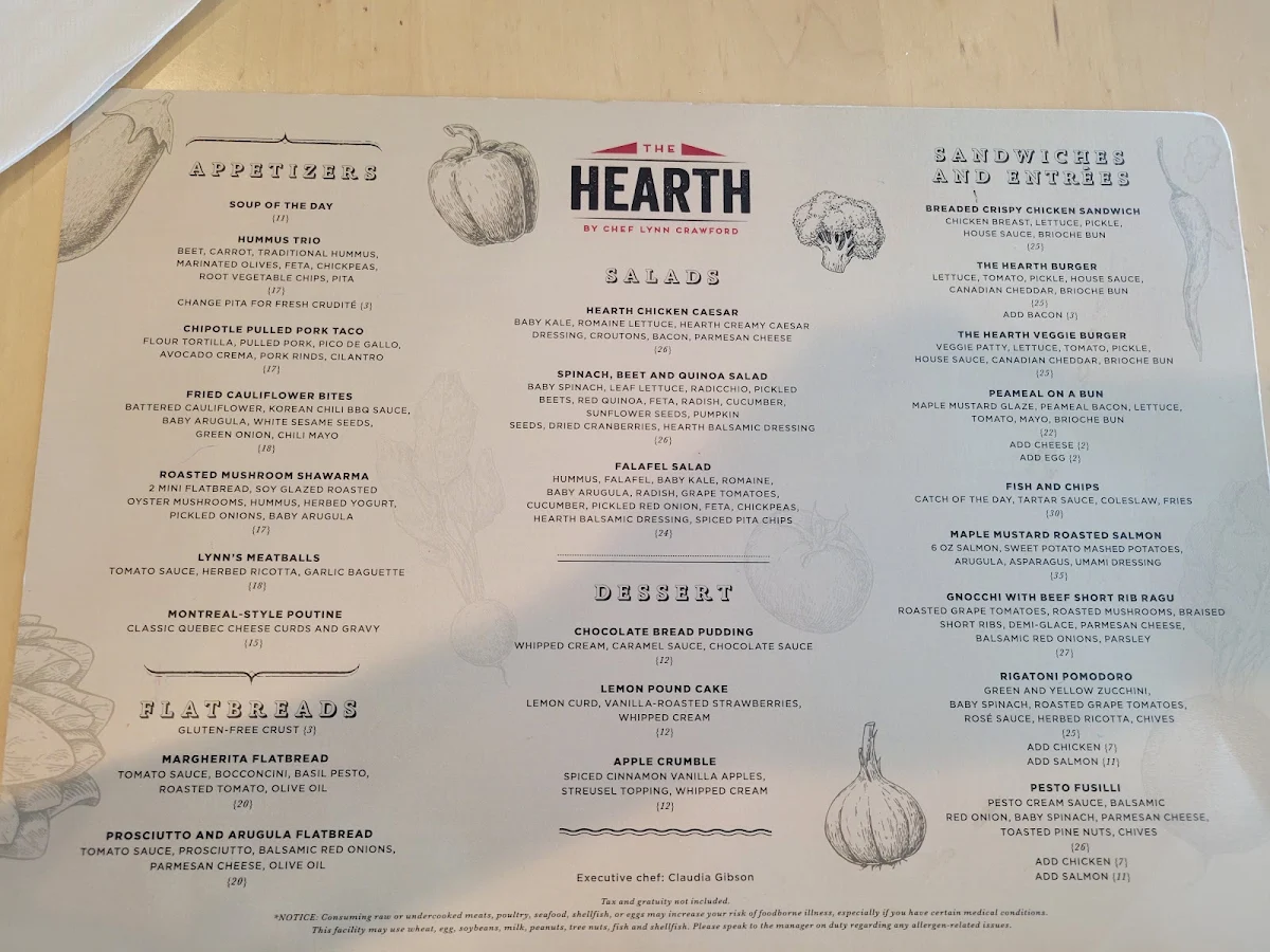 Menu, The Hearth