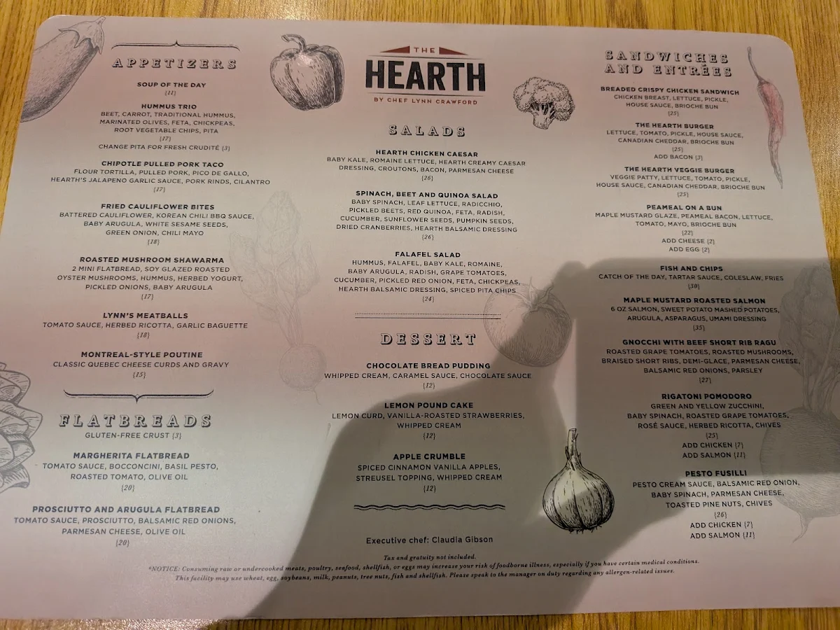 Menu, The Hearth