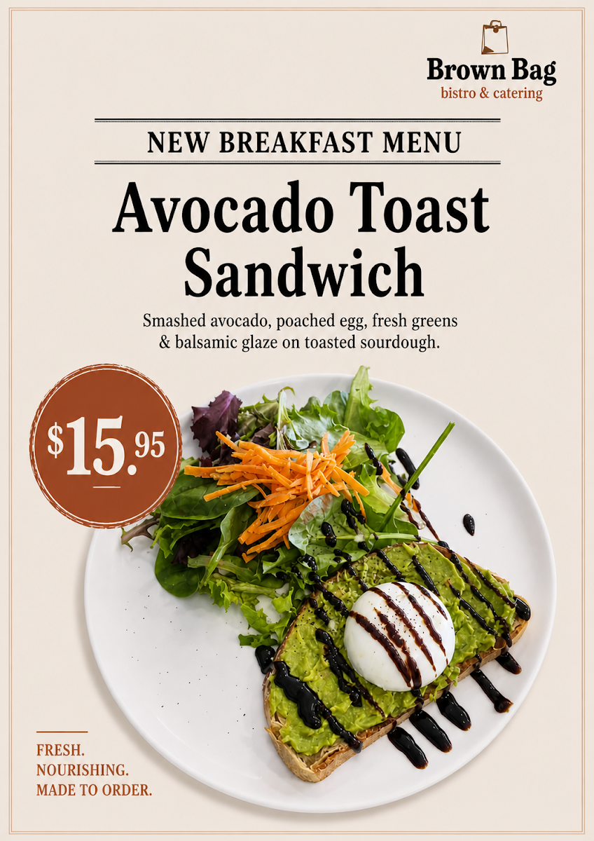 Menu, Brown Bag Bistro & Catering