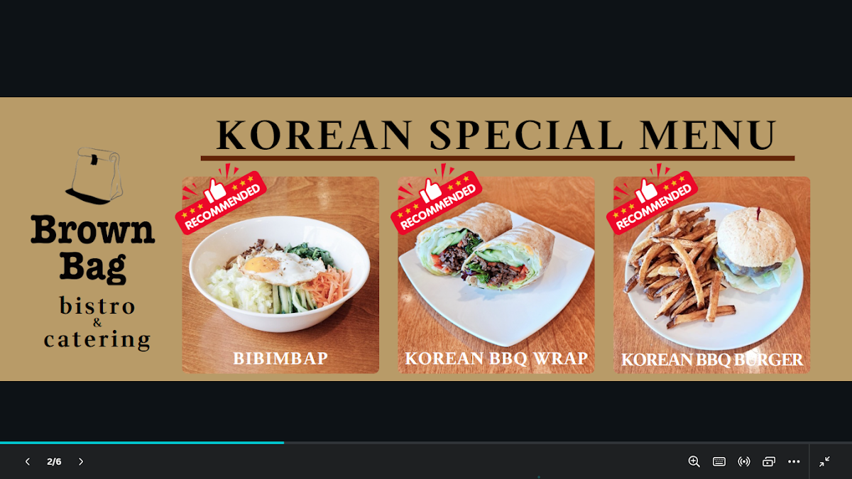 Menu, Brown Bag Bistro & Catering