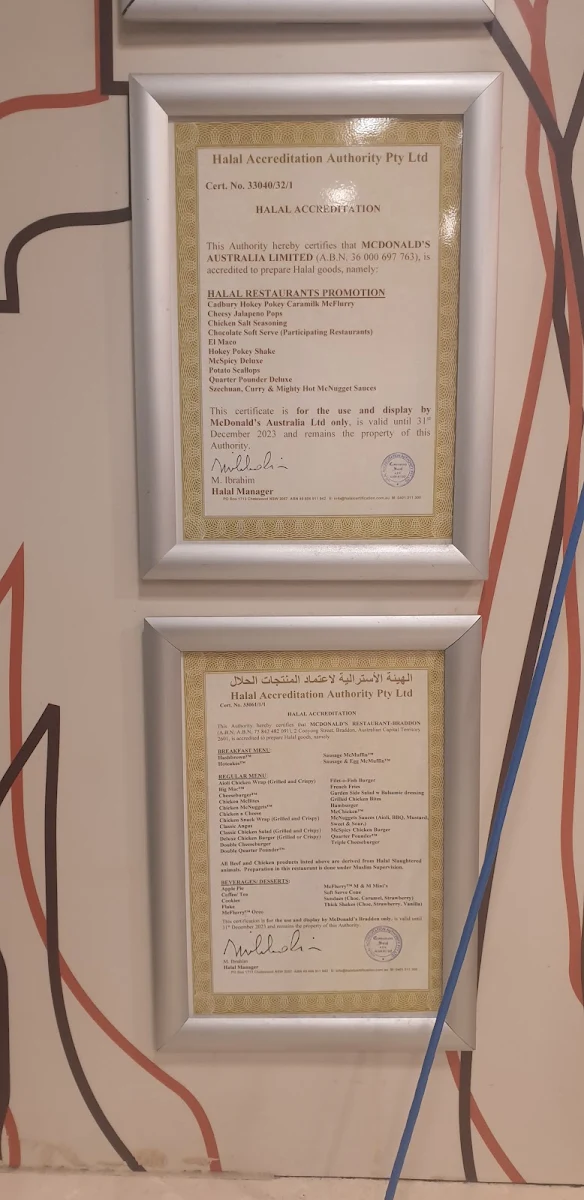 Menu, McDonald's