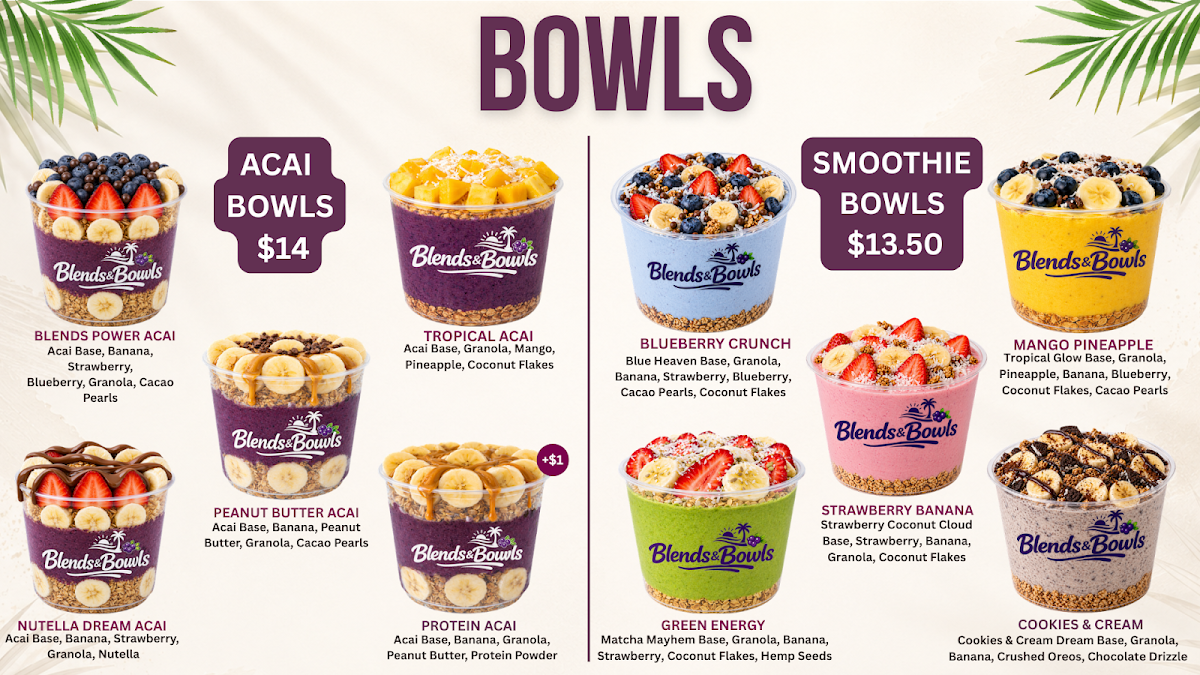 Menu, Blends & Bowls
