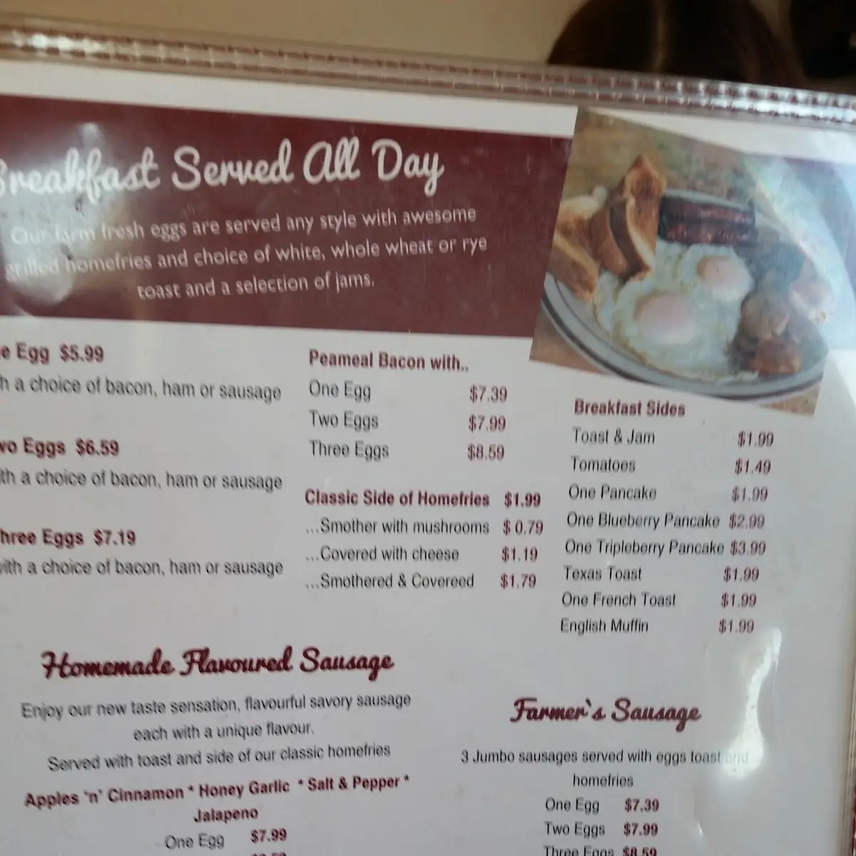 Menu, Ure's Country Kitchen