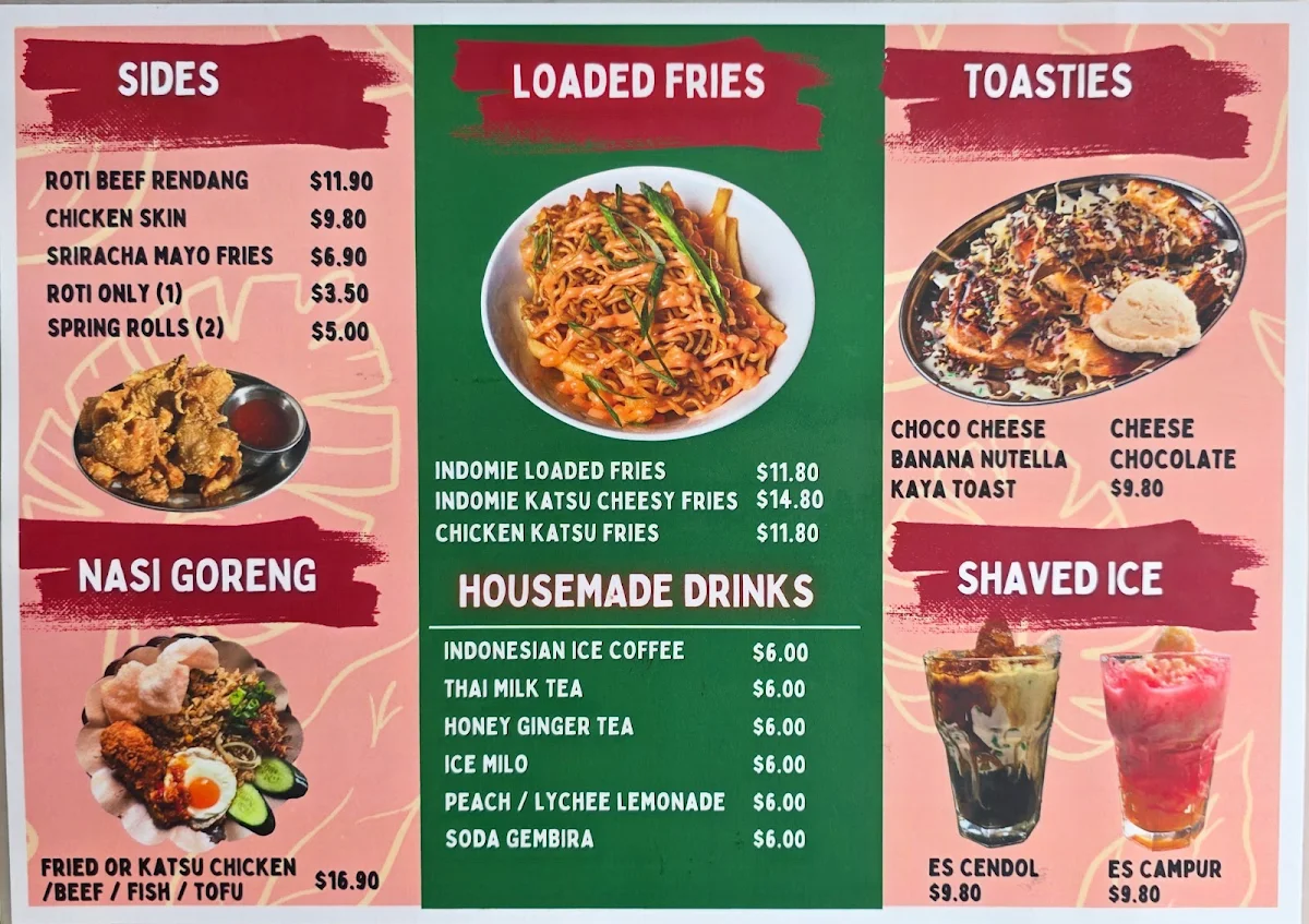 Menu, Abang abang Indonesian Eatery