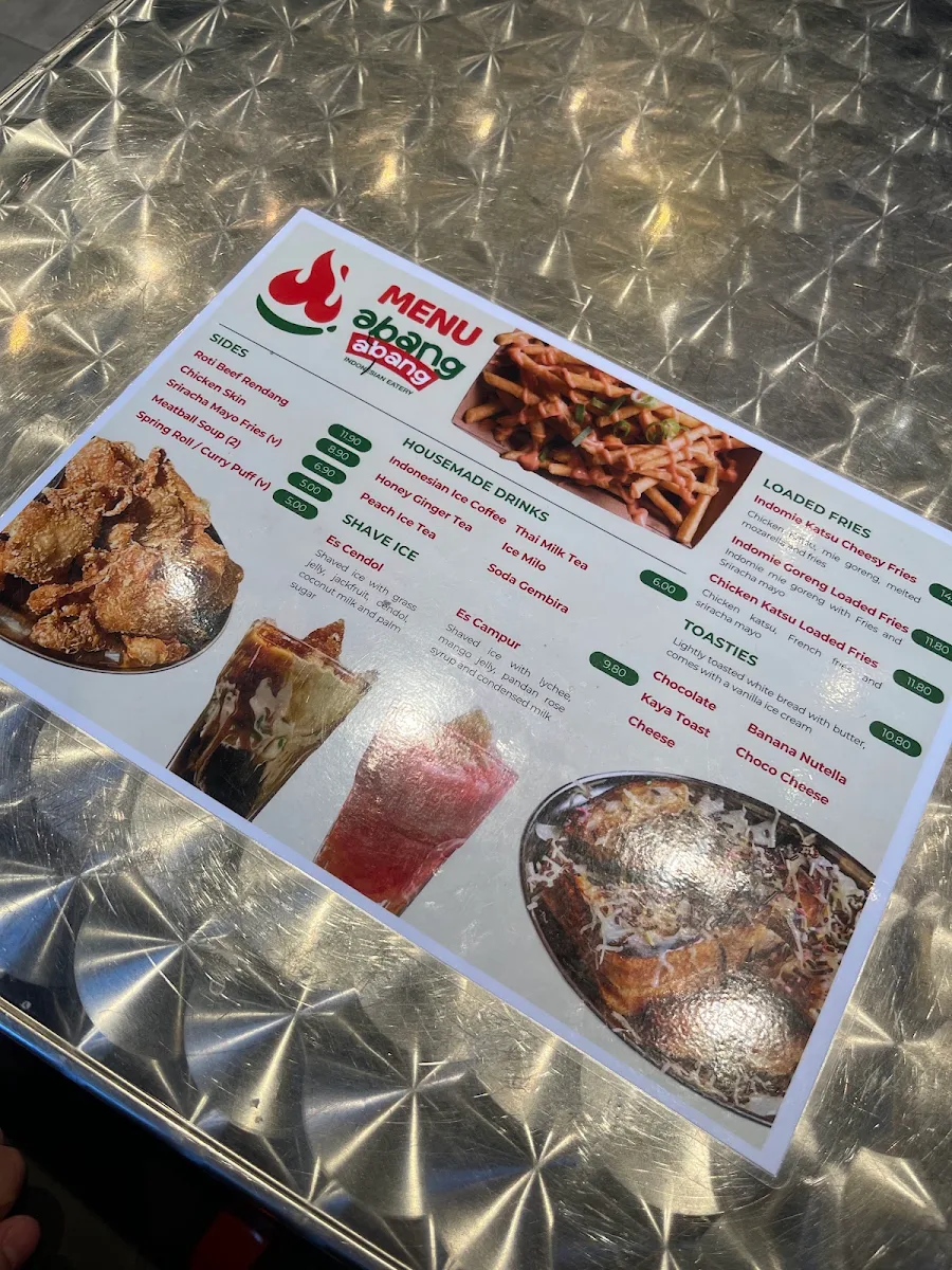 Menu, Abang abang Indonesian Eatery