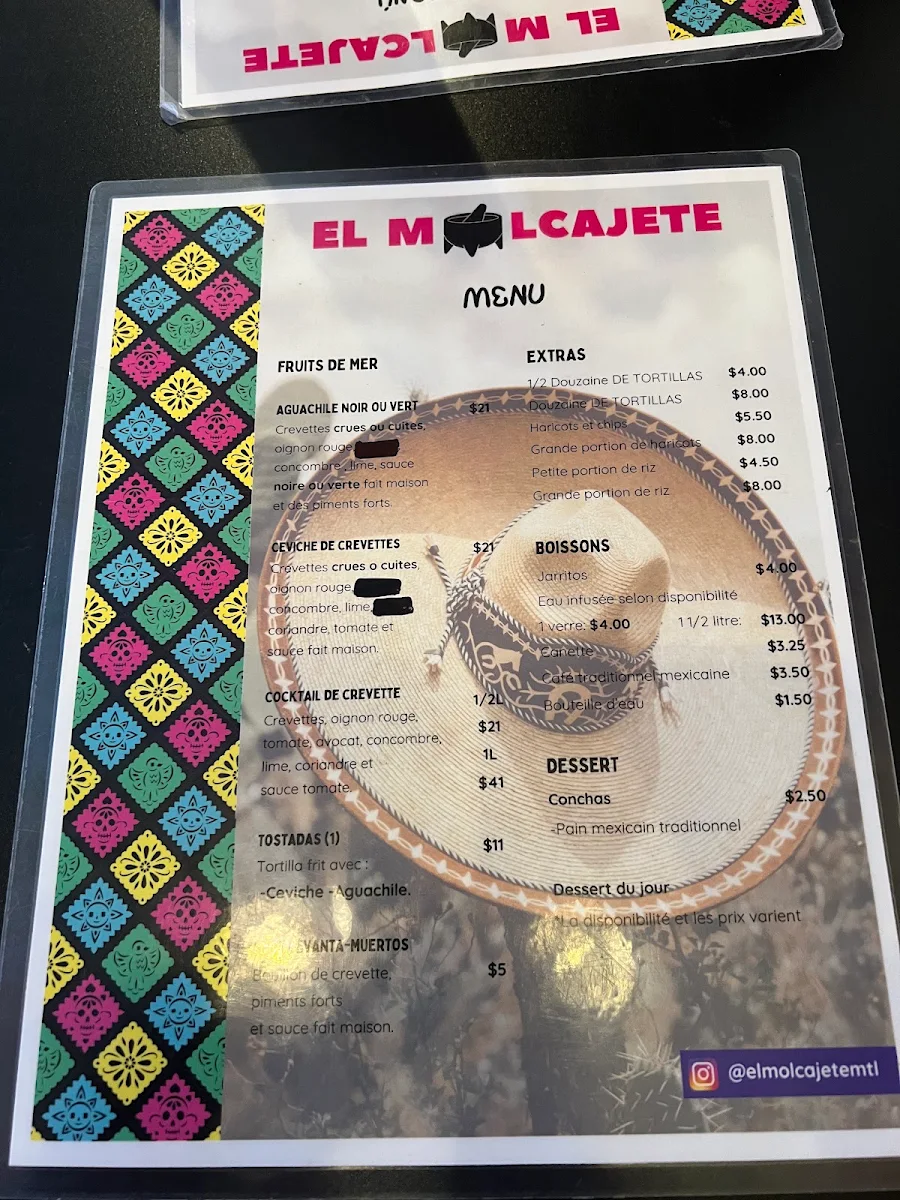 Menu, El Molcajete