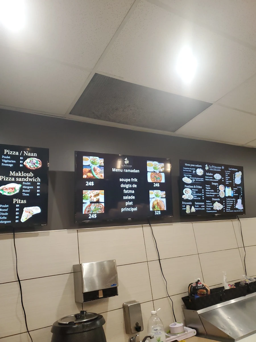 Menu, Princesse café resto lounge