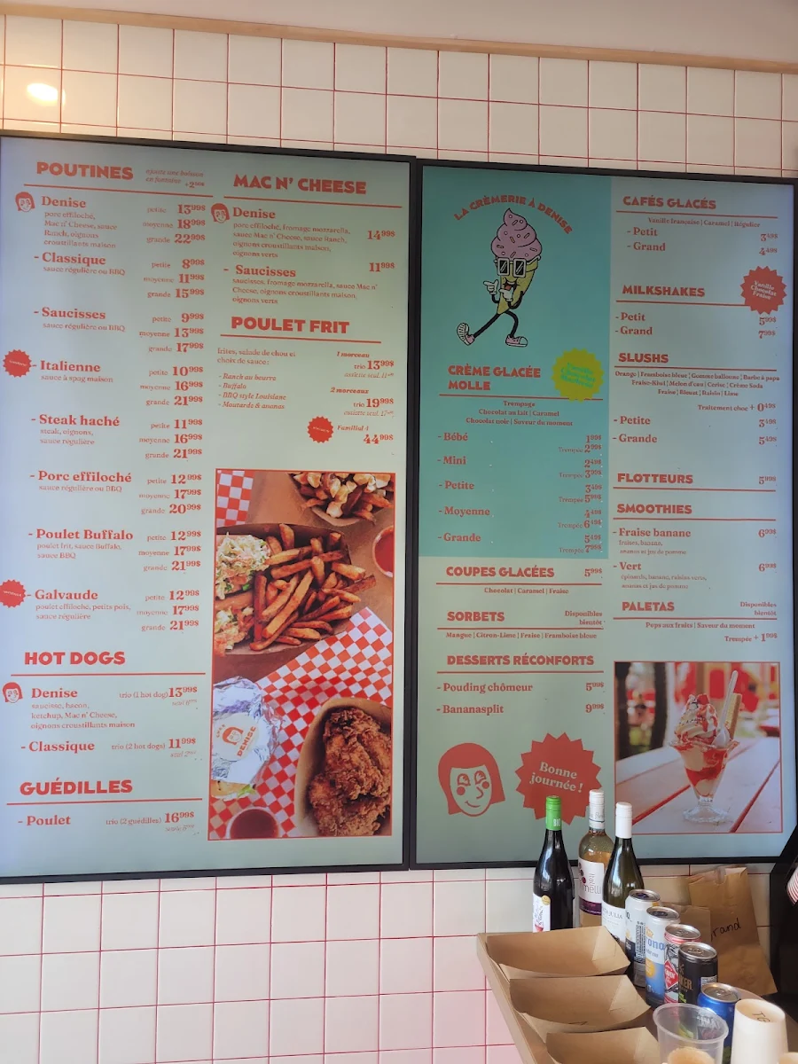 Menu, Chez Denise