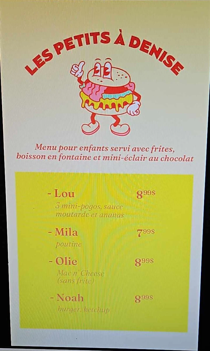 Menu, Chez Denise