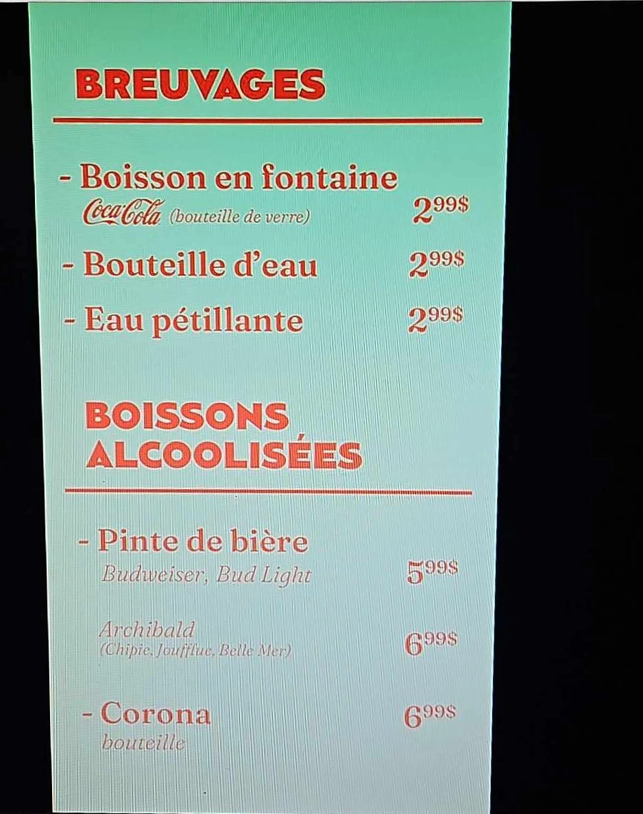 Menu, Chez Denise