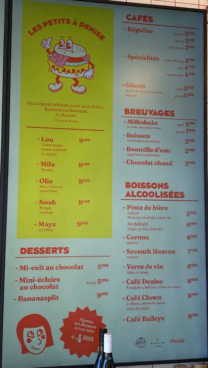 Menu, Chez Denise
