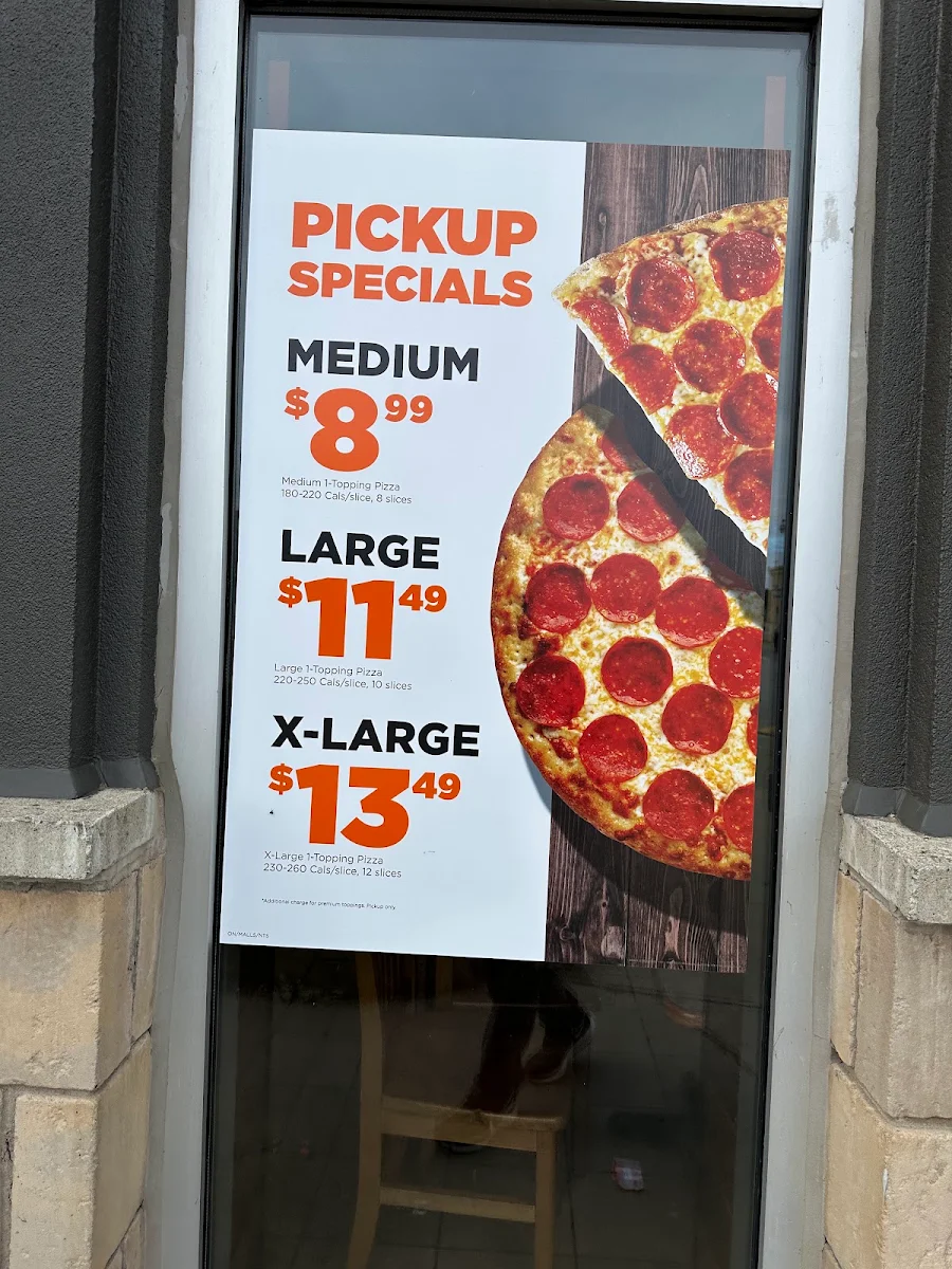 Menu, Pizza Pizza