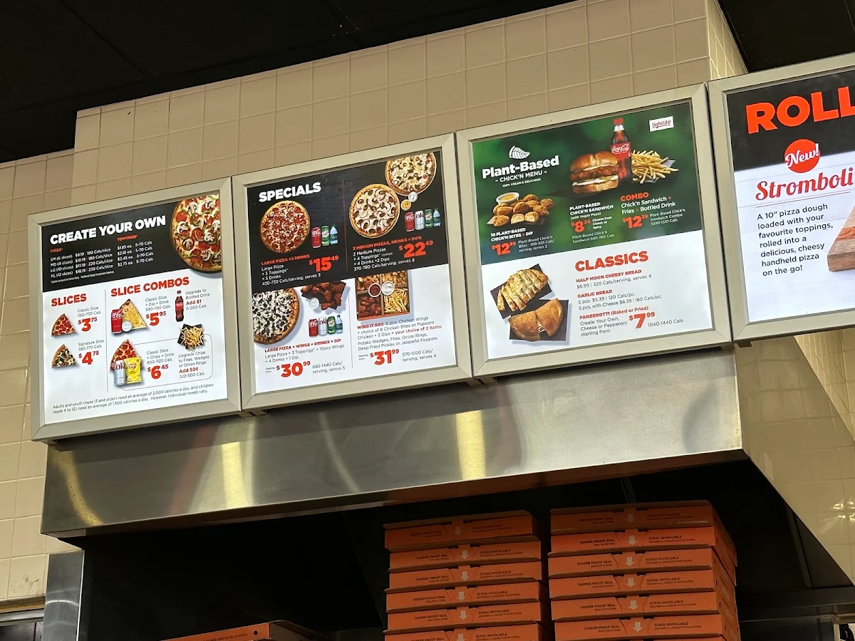 Menu, Pizza Pizza