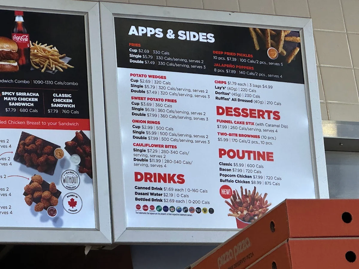 Menu, Pizza Pizza