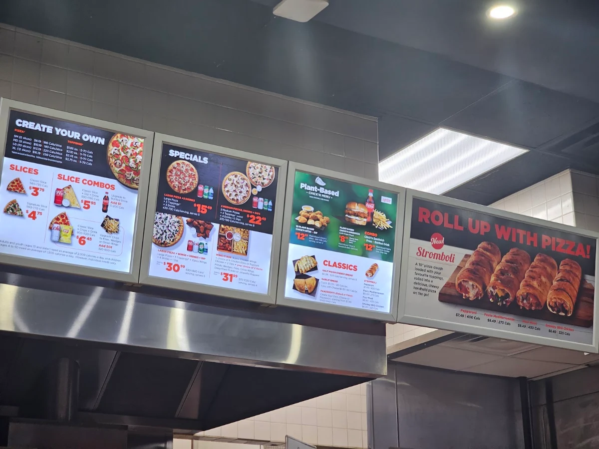 Menu, Pizza Pizza
