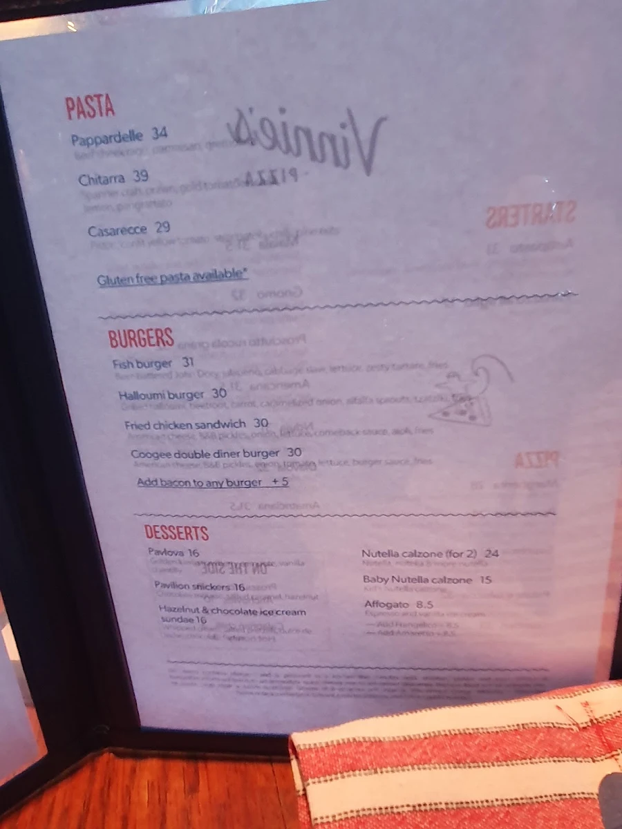 Menu, Coogee Pavilion Ground Floor