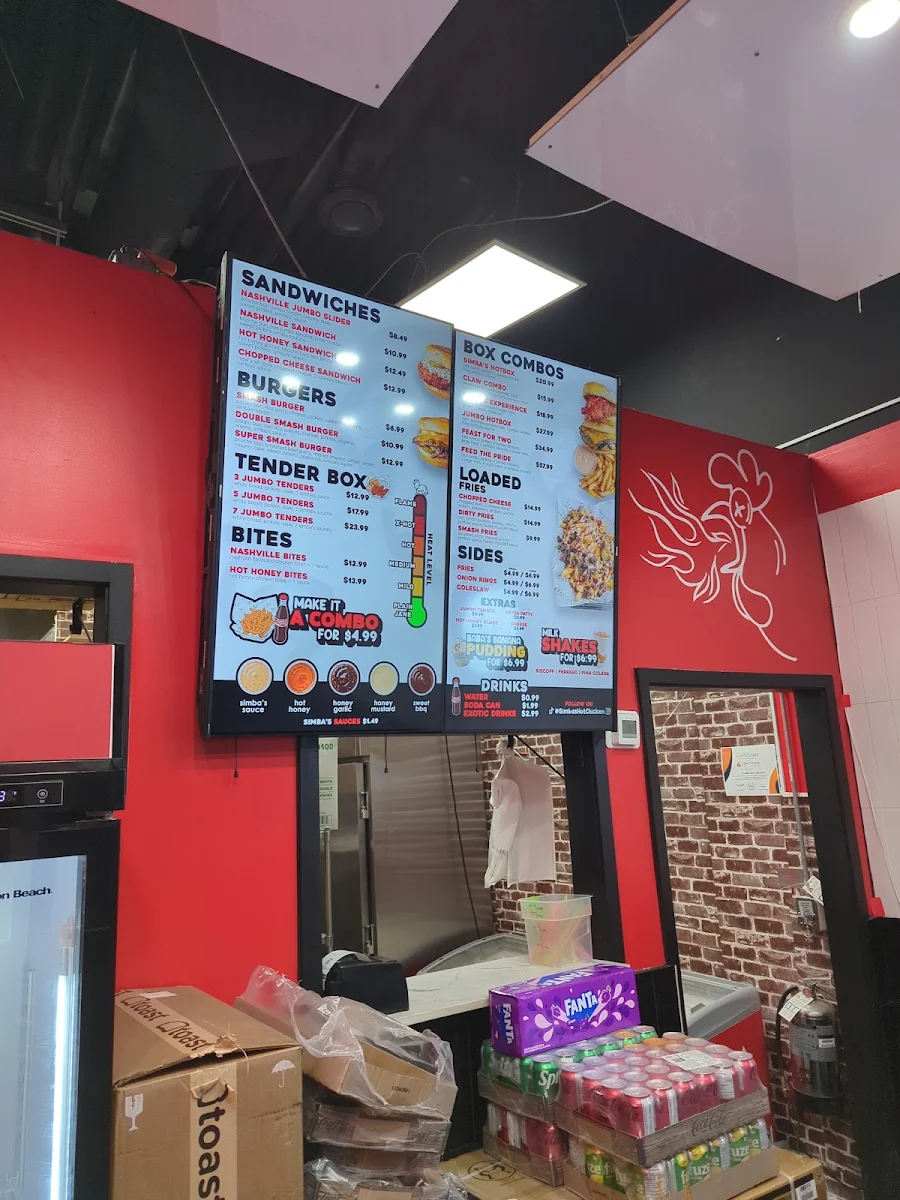 Menu, Simba's Hot Chicken (Markham Rd)
