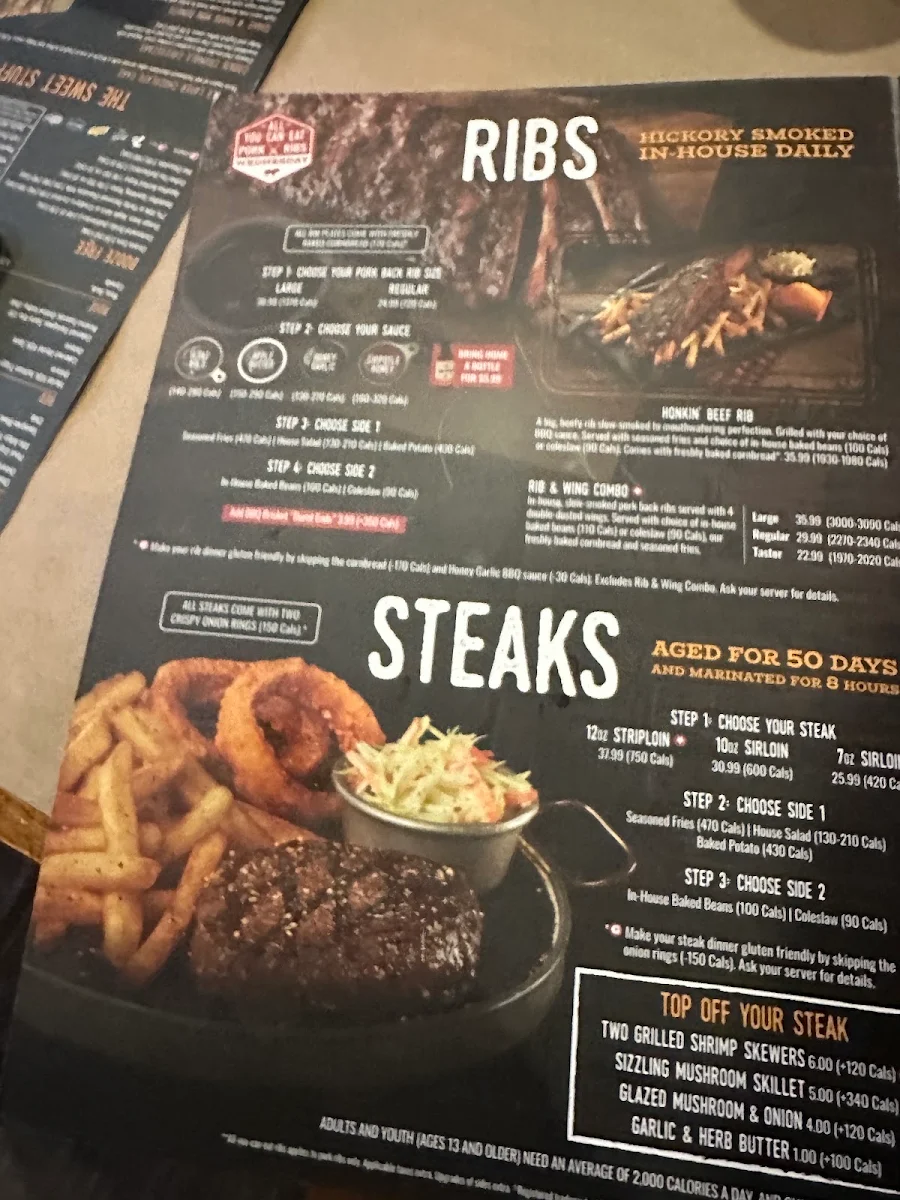 Menu, Montana’s BBQ & Bar