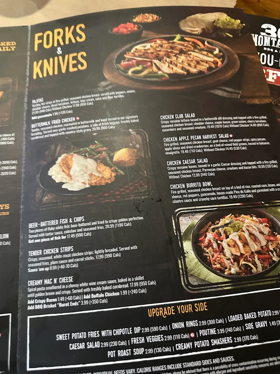Menu, Montana’s BBQ & Bar