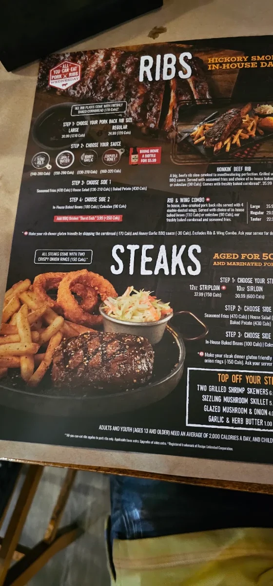 Menu, Montana’s BBQ & Bar
