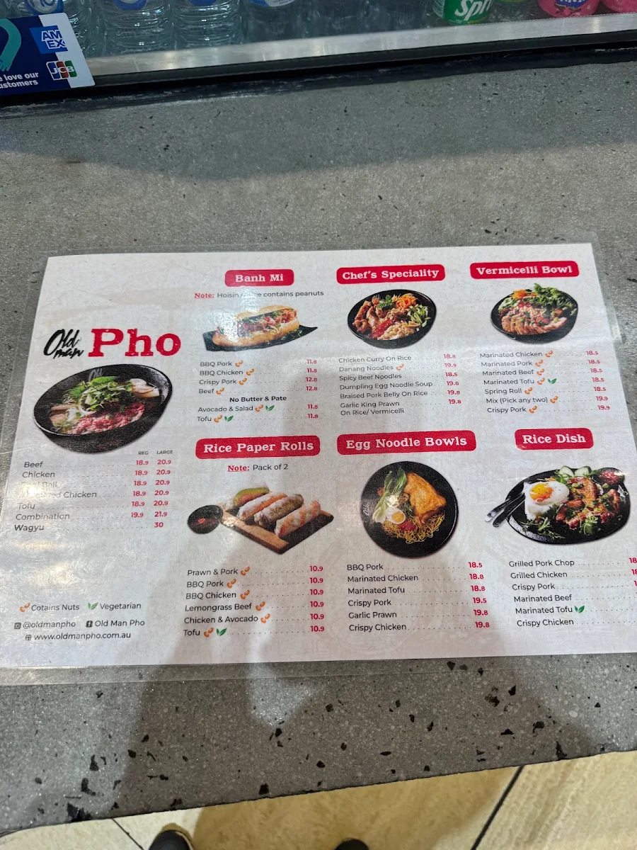 Menu, Old Man Pho Emporium - Vietnamese Restaurant